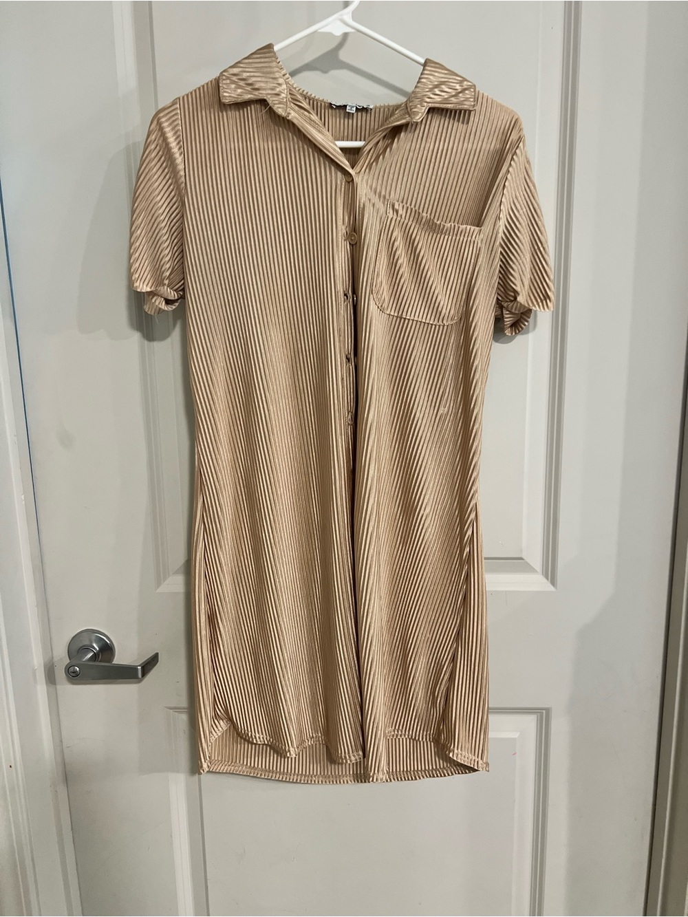 Short Button-Front Shirt Dress in gold